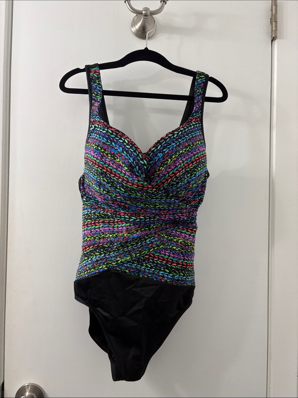 Miraclesuit Black Multi-Print Twist-Front One-Piece Swimsuit